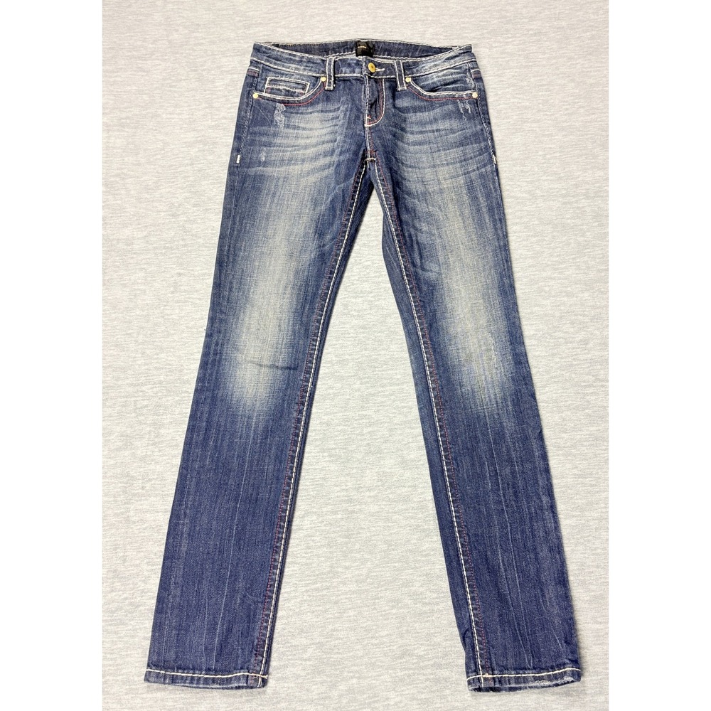 Anoname Straight Leg Jeans Womens 28 Blue Low Rise Medium Wash Stretch Comfort